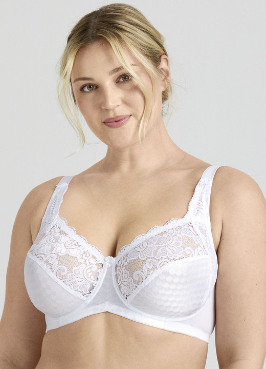 Bügel-BH - Miss Mary Bügel-BH mit edlem Jacquarddessin, in Größe 075 bis 105, in Cup E, in Farbe WEISS Ansicht 2