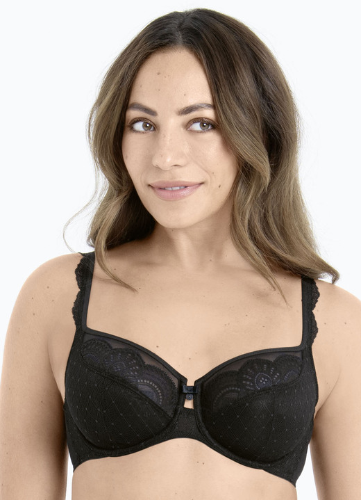Bügel-BH - Rosa Faia Bügel-BH mit hübscher Elastikspitze, in Größe 075 bis 105, in Cup B, in Farbe SCHWARZ Ansicht 2