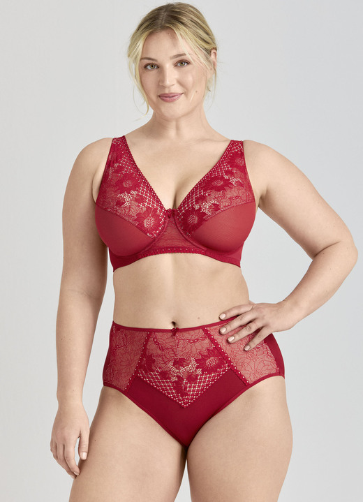 Bügel-BH - Miss Mary Bügel-BH mit floraler Elastikspitze, in Größe 075 bis 105, in Cup E, in Farbe ROT Ansicht 3