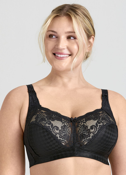 Soft-BH - Miss Mary BH mit elastischen Spitzeneinsätzen, in Größe 080 bis 110, in Cup D, in Farbe WEISS Ansicht 7