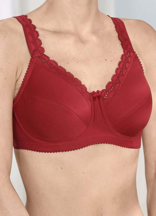 Bügel-BH - Miss Mary Bügel-BH mit hohem Baumwollanteil, in Größe 080 bis 110, in Cup B, in Farbe ROT Ansicht 2