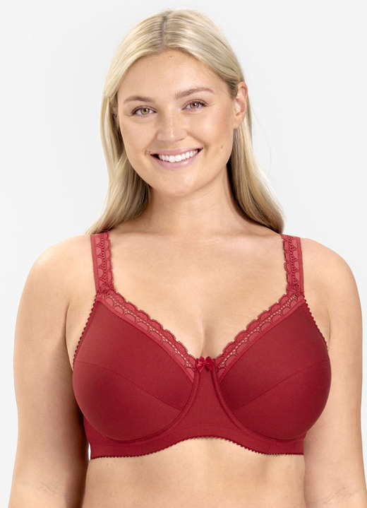Bügel-BH - Miss Mary Bügel-BH mit hohem Baumwollanteil, in Größe 080 bis 110, in Cup E, in Farbe ROT Ansicht 1