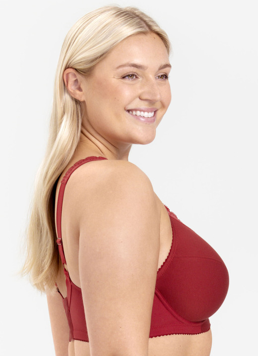 Bügel-BH - Miss Mary Bügel-BH mit hohem Baumwollanteil, in Größe 080 bis 110, in Cup E, in Farbe ROT Ansicht 3