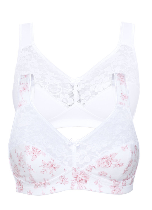 BH Doppelpack - Zweierpack Susa BH mit Baumwolle, in Größe 075 bis 105, in Cup D, in Farbe 1X WEISS-ROSÉ, 1X WEISS Ansicht 3