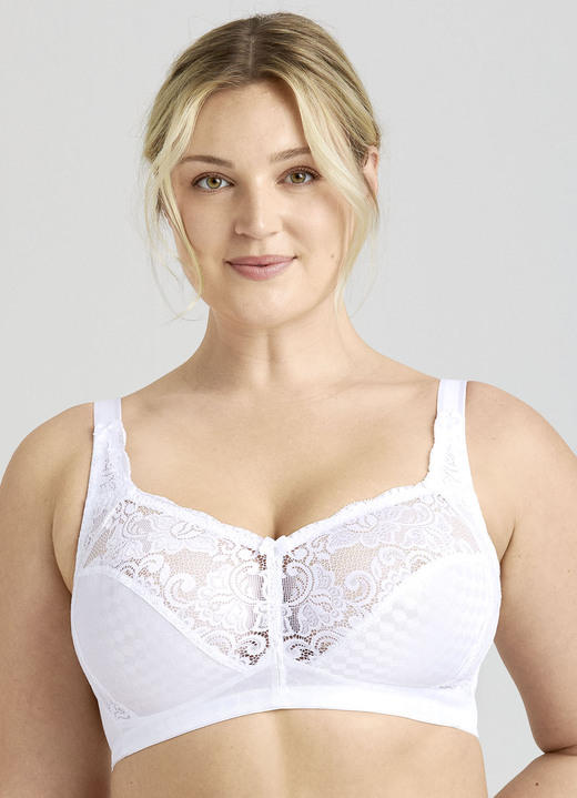 Soft-BH - Miss Mary BH mit elastischen Spitzeneinsätzen, in Größe 080 bis 110, in Cup B, in Farbe WEISS Ansicht 2