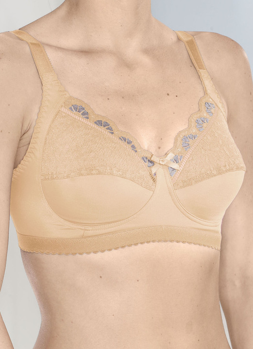 Soft-BH - Laurina Zweierpack BH mit farbharmonischer Elastikspitze, in Größe 075 bis 105, in Cup B, in Farbe 1X BORDEAUX, 1X PUDER Ansicht 3