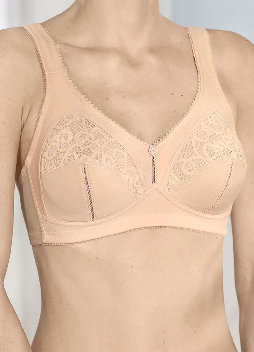 Soft-BH - Zweierpack BH mit Spitzeneinsätzen, in Größe 080 bis 110, in Cup B, in Farbe 1X MARINE, 1X WEISS Ansicht 11