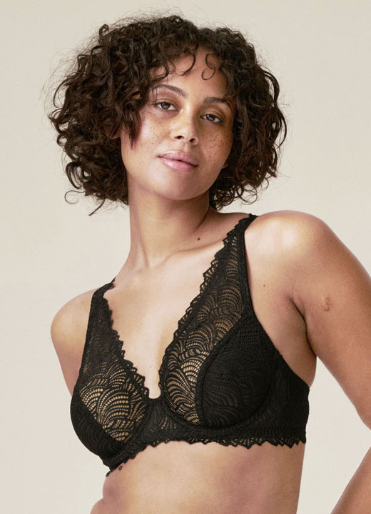 Bügel-BH - Naturana Bügel-BH aus elastischer Spitze, in Größe 075 bis 095, in Cup C, in Farbe SCHWARZ Ansicht 1