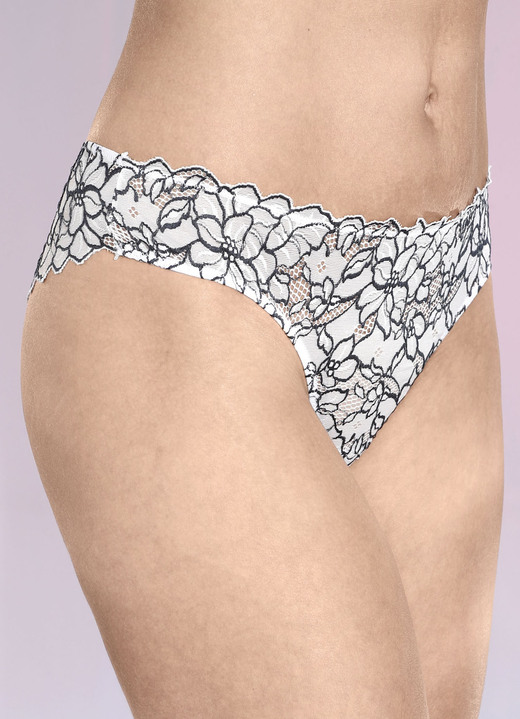 Slips - Dreierpack Slips aus Elastikspitze, in Größe 036 bis 048, in Farbe ECRU-SCHWARZ Ansicht 2