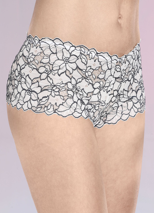 Slips - Zweierpack Pants aus elastischer Spitze, in Größe 036 bis 048, in Farbe ECRU-SCHWARZ Ansicht 2