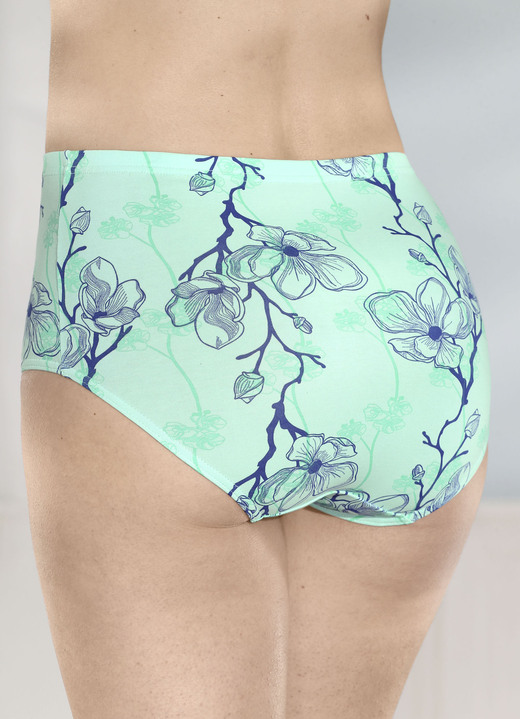 Slips - brio lingerie Viererpack Slips mit hübschem Floraldessin, in Größe 038 bis 054, in Farbe MINT-NAVY-TÜRKISGRÜN Ansicht 2