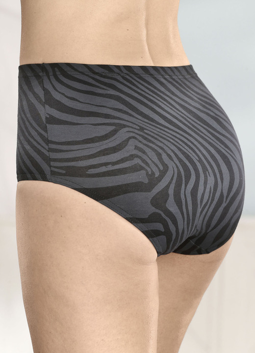 Slips - brio lingerie Viererpack Slips mit Druckdessin, in Größe 038 bis 056, in Farbe SCHWARZ-GRAFIT BEDRUCKT Ansicht 1