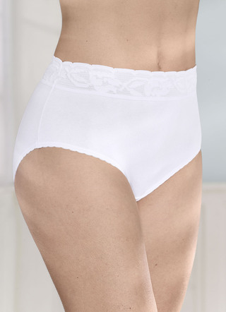 Fünferpack Slips mit Elastikspitzenbund