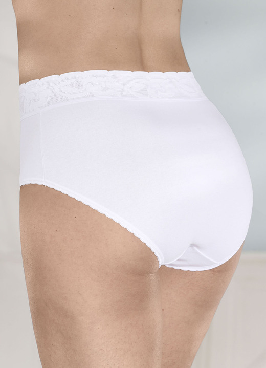 Slips - Fünferpack Slips mit Elastikspitzenbund, in Größe 038 bis 052, in Farbe WEISS Ansicht 2