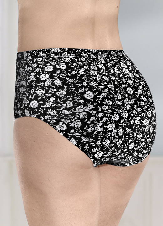 Slips - Fünferpack Slips mit Gummizug im Bund, in Größe 038 bis 056, in Farbe 3X WEISS-SCHWARZ, 2X SCHWARZ-SILBERGRAU Ansicht 3