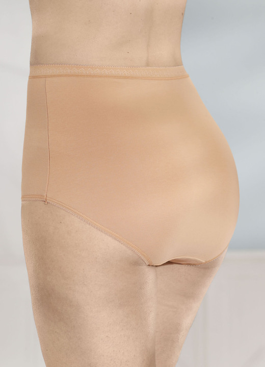 Slips - Fünferpack Slips mit dekorativem Elastikbund, in Größe 040 bis 056, in Farbe BEIGE Ansicht 2