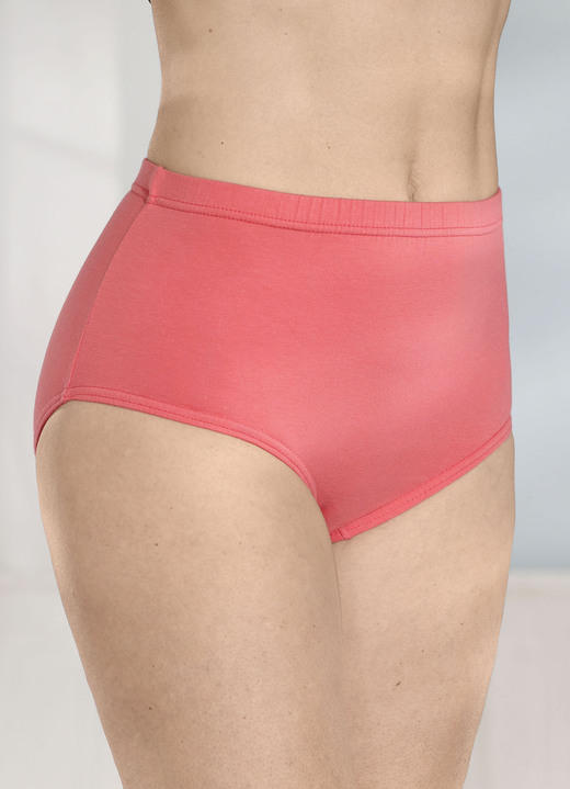 Slips - Fünferpack Slips mit Gummizug im Bund, in Größe 038 bis 054, in Farbe 3X LACHS, 2X SCHWARZ Ansicht 1