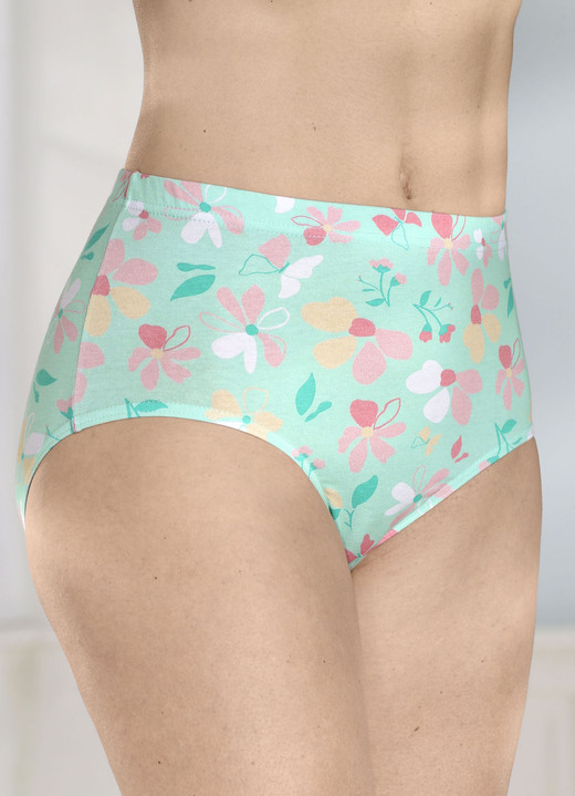 Slips - Viererpack Slips mit farbharmonischem Floraldessin, in Größe 038 bis 054, in Farbe MINT-BUNT Ansicht 1