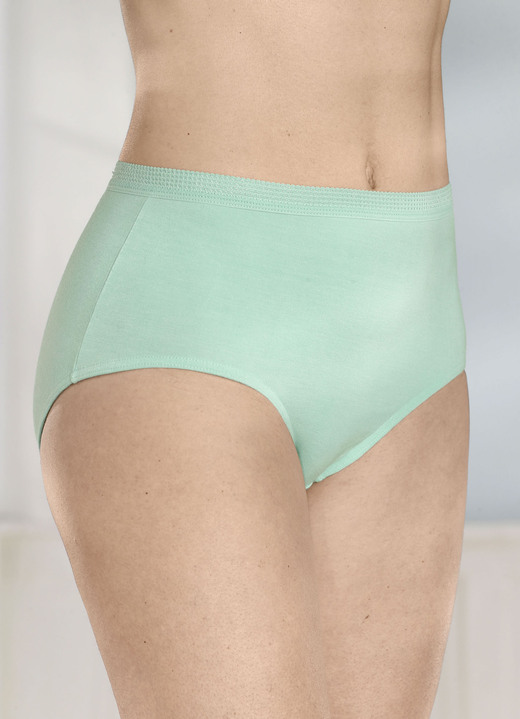 Slips - Viererpack Slips mit dekorativem Elastikbund, in Größe 038 bis 056, in Farbe 2X MINT, 2X WEISS Ansicht 1