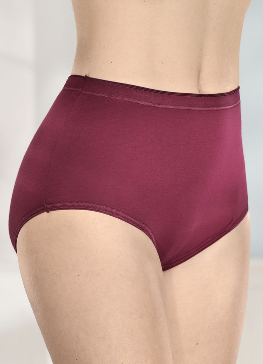 Slips - brio lingerie Fünferpack Slips mit elastischen Abschlüssen, in Größe 040 bis 058, in Farbe 3X BORDEAUX, 2X SCHWARZ Ansicht 1