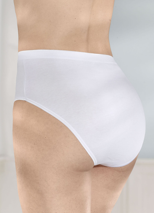Slips - brio lingerie Fünferpack Slips mit glänzenden Abschlüssen, in Größe 038 bis 050, in Farbe WEISS Ansicht 2