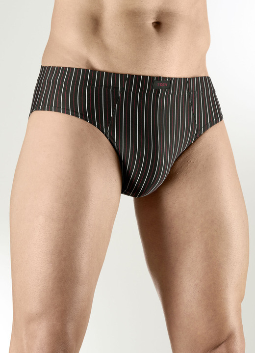 Slips & Unterhosen - Sechserpack Slips aus Microfaser, in Größe 3XL (9) bis XXL (8), in Farbe 1X SCHWARZ-, 1X MARINE-, 1X GRAFIT-GESTR., 1X SCHWARZ, 1X MARINE, 1X BORDEAUX Ansicht 1