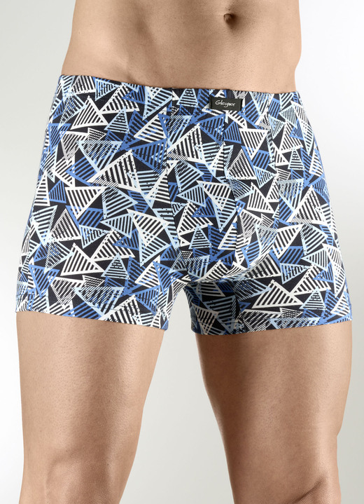 Pants & Boxershorts - Viererpack Pants mit Dehnbund, in Größe 005 bis 011, in Farbe 2X BLAU-SCHWARZ-WEISS, 2X UNI SCHWARZ