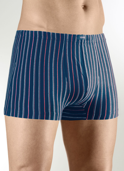 Pants & Boxershorts - Viererpack Pants mit Dehnbund, in Größe 3XL (9) bis XXL (8), in Farbe 1X SCHWARZ-BLAU-WEISS, 1X UNI SCHWARZ, 1X MARINE-ROT-WEISS, 1X UNI MARINE Ansicht 3