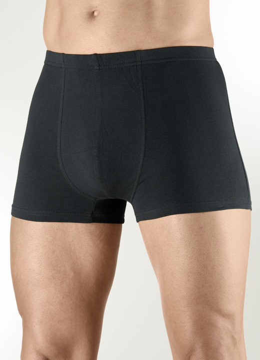 Pants & Boxershorts - Viererpack Pants mit Dehnbund, in Größe 3XL (9) bis XXL (8), in Farbe 1X SCHWARZ-BLAU-WEISS, 1X UNI SCHWARZ, 1X MARINE-ROT-WEISS, 1X UNI MARINE Ansicht 2