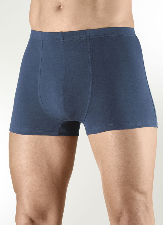 Pants & Boxershorts - Viererpack Pants mit Dehnbund, in Größe 3XL (9) bis XXL (8), in Farbe 1X SCHWARZ-BLAU-WEISS, 1X UNI SCHWARZ, 1X MARINE-ROT-WEISS, 1X UNI MARINE Ansicht 4