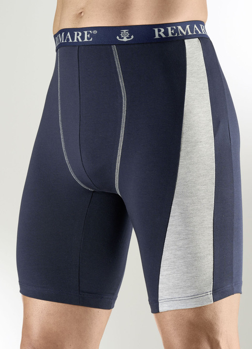 Pants & Boxershorts - Zweierpack Longpants mit Elastikbund, in Größe 005 bis 011, in Farbe 2X NAVY-GRAU MELIERT