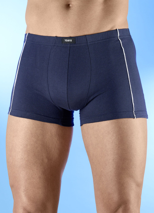 Pants & Boxershorts - Viererpack Pants mit Dehnbund, in Größe 3XL (9) bis XXL (8), in Farbe 1X MARINE, 1X JEANSBLAU, 1X DUNKELGRAU, 1X SCHWARZ Ansicht 1
