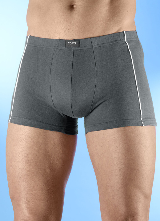 Pants & Boxershorts - Viererpack Pants mit Dehnbund, in Größe 3XL (9) bis XXL (8), in Farbe 1X MARINE, 1X JEANSBLAU, 1X DUNKELGRAU, 1X SCHWARZ Ansicht 3