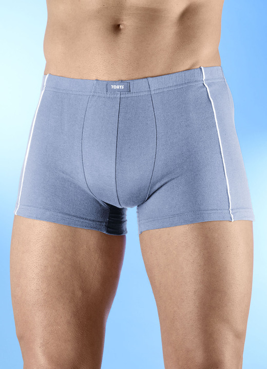 Pants & Boxershorts - Viererpack Pants mit Dehnbund, in Größe 3XL (9) bis XXL (8), in Farbe 1X MARINE, 1X JEANSBLAU, 1X DUNKELGRAU, 1X SCHWARZ Ansicht 2