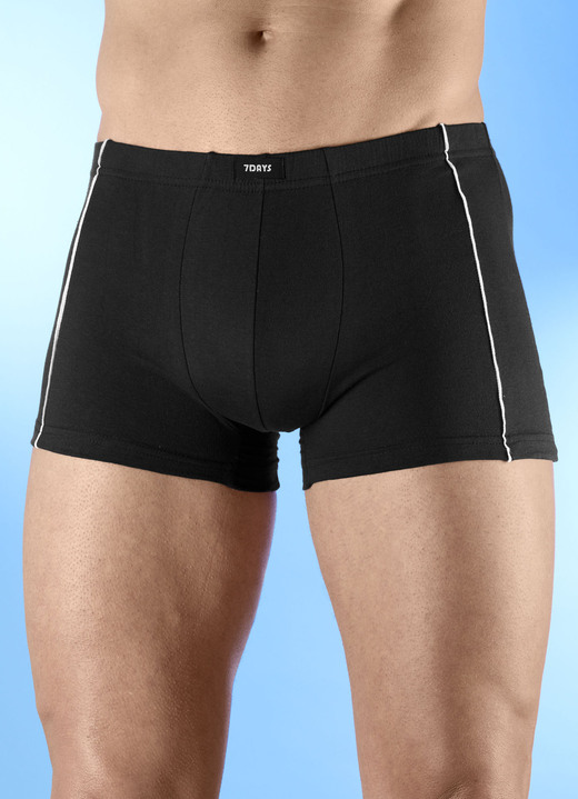 Pants & Boxershorts - Viererpack Pants mit Dehnbund, in Größe 3XL (9) bis XXL (8), in Farbe 1X MARINE, 1X JEANSBLAU, 1X DUNKELGRAU, 1X SCHWARZ Ansicht 4