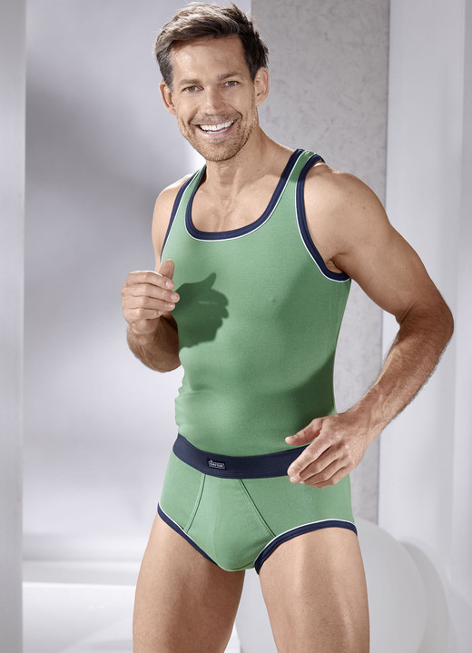 Slips & Unterhosen - Dreierpack Slips aus Feinripp, in Größe 005 bis 012, in Farbe 3X GRÜN-MARINE Ansicht 4