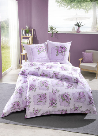 Beidseitig bedruckte Bettwäsche-Garnitur aus dem Hause Dobnig