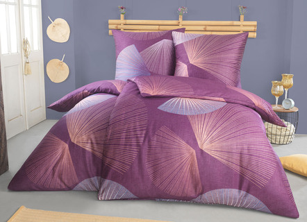 Bettwäschegarnituren - Bettwäsche-Garnitur mit Reißverschluss, in Größe 111 (40/80 cm + 135/200 cm) bis 115 (80/80 cm + 155/220 cm), in Farbe AUBERGINE