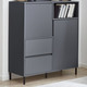 Vitrinen - Highboard mit aufwendiger Rillenfront, in Farbe KASCHMIR