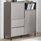Vitrinen - Highboard mit aufwendiger Rillenfront, in Farbe KASCHMIR