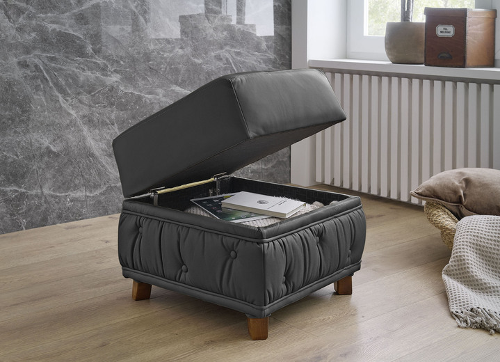 Polstergruppen - Polstermöbel aus Massivholz mit echtem Leder-Bezug, in Farbe CREME, in Ausführung Polstergruppe, 2-teilig (1 Dreisitzer, 1 Sessel) Ansicht 18