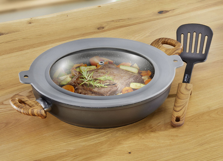 Töpfe & Pfannen - Servierpfanne mit kratzfester „STONELINE®“-Antihaftbeschichtung, in Farbe ANTHRAZIT, in Ausführung Pfanne Ø 24 cm/H5,9 cm Ansicht 2