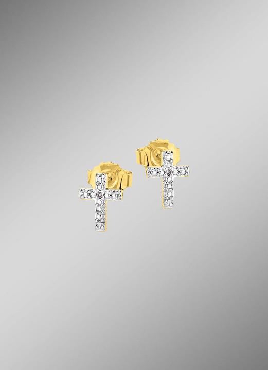 Ohrschmuck - Beliebte Ohrstecker mit 2 Diamanten, in Farbe  Ansicht 1