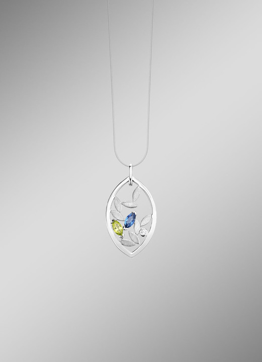 Anhänger - Anhänger mit Blautopas, beh., echt Peridot und synth. Zirkonia, in Farbe  Ansicht 1