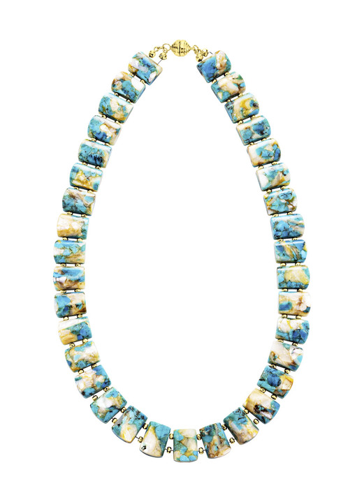 Halsketten - Halskette mit beh. Türkis und beh. Perlmutt, in Farbe  Ansicht 2