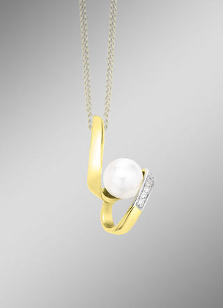 Anhänger mit Süßwasser-Zuchtperle und synth. Zirkonia