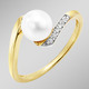 Ringe - Damenring mit Süßwasser-Zuchtperle und synth. Zirkonia, in Größe 160 bis 220, in Farbe  – Ansicht 1