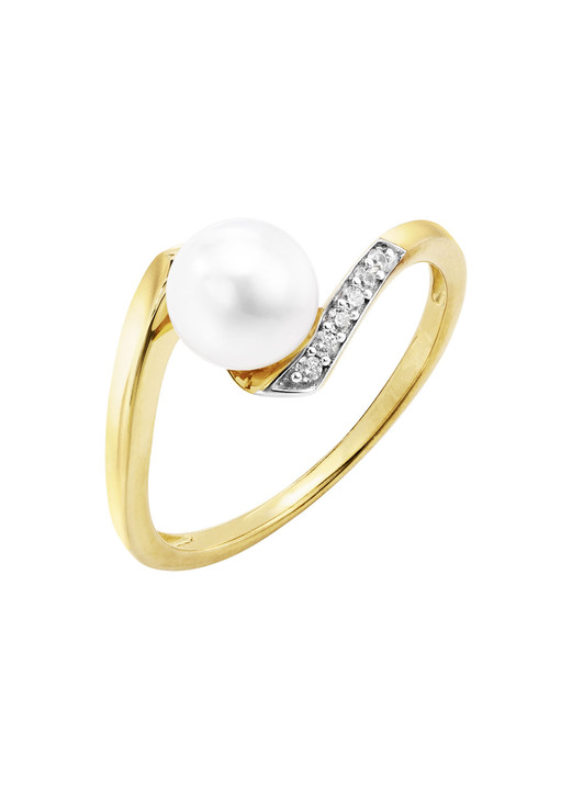 Ringe - Damenring mit Süßwasser-Zuchtperle und synth. Zirkonia, in Größe 160 bis 220, in Farbe  Ansicht 2