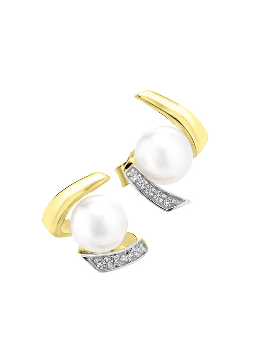 Ohrschmuck - Ohrstecker mit Süßwasser-Zuchtperlen und synth. Zirkonia, in Farbe  Ansicht 2