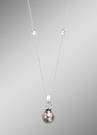 Anhänger mit Tahiti-Zuchtperle und synth. Zirkonia